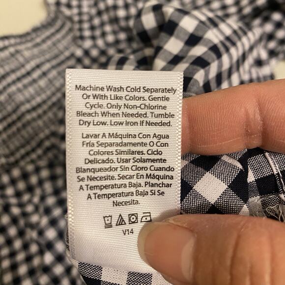 Women Plus Sz 2X Blouse Tiered Babydoll Puff Sleeve Top Cotton Gingham Bohemian - Picture 9 of 9